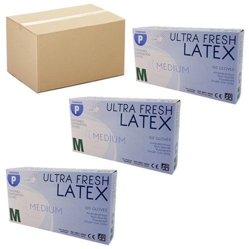 Latex Gloves - Medium - Low Powder x 10 Bulk Buy Deal